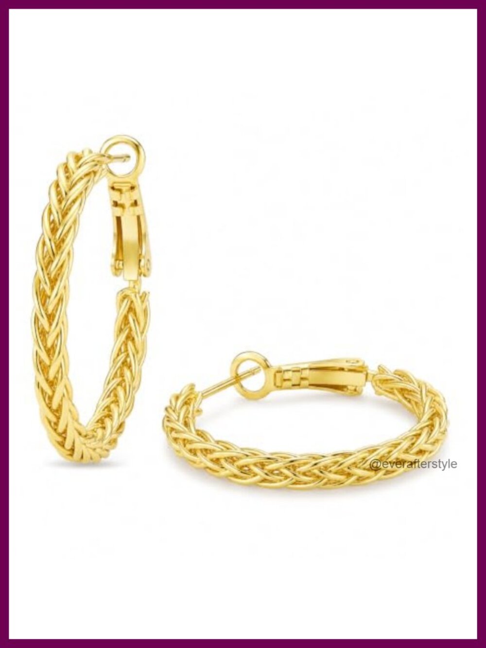 14K Gold Plated Chunky Braided Hoop Earrings 30MM